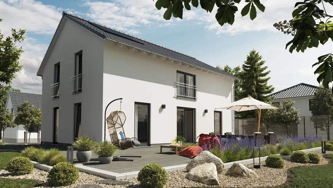 Modernes Einfamilienhaus mit Terrasse und Garten als Beispiel für Hausbau in Königs Wusterhausen